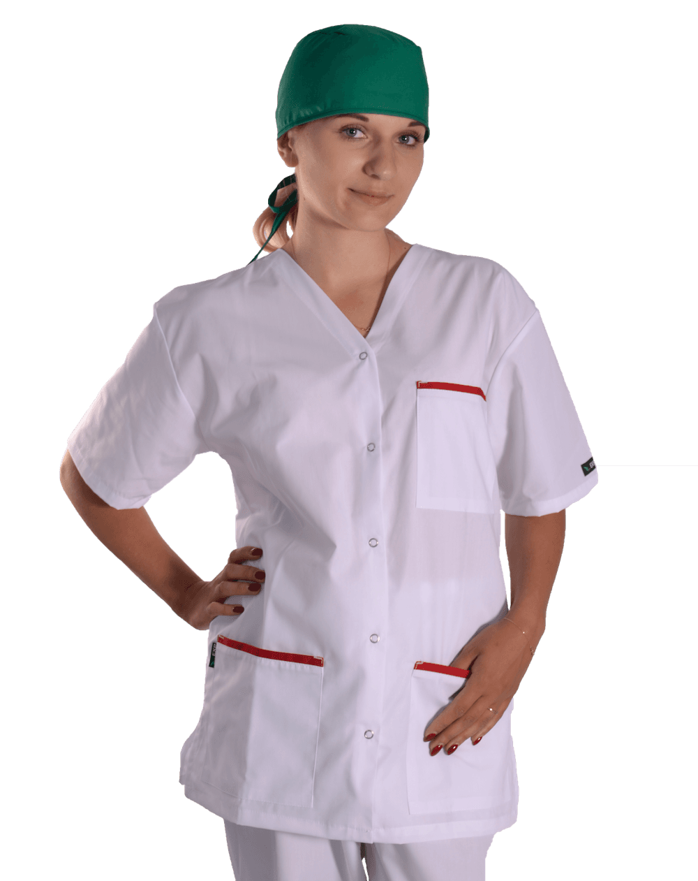 Medical Top Bianca White with Red Trim - women's medical tops