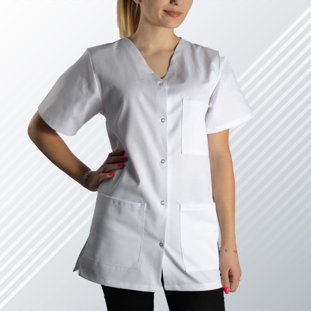 Medical Top Bianca With Snaps White - women's medical tops
