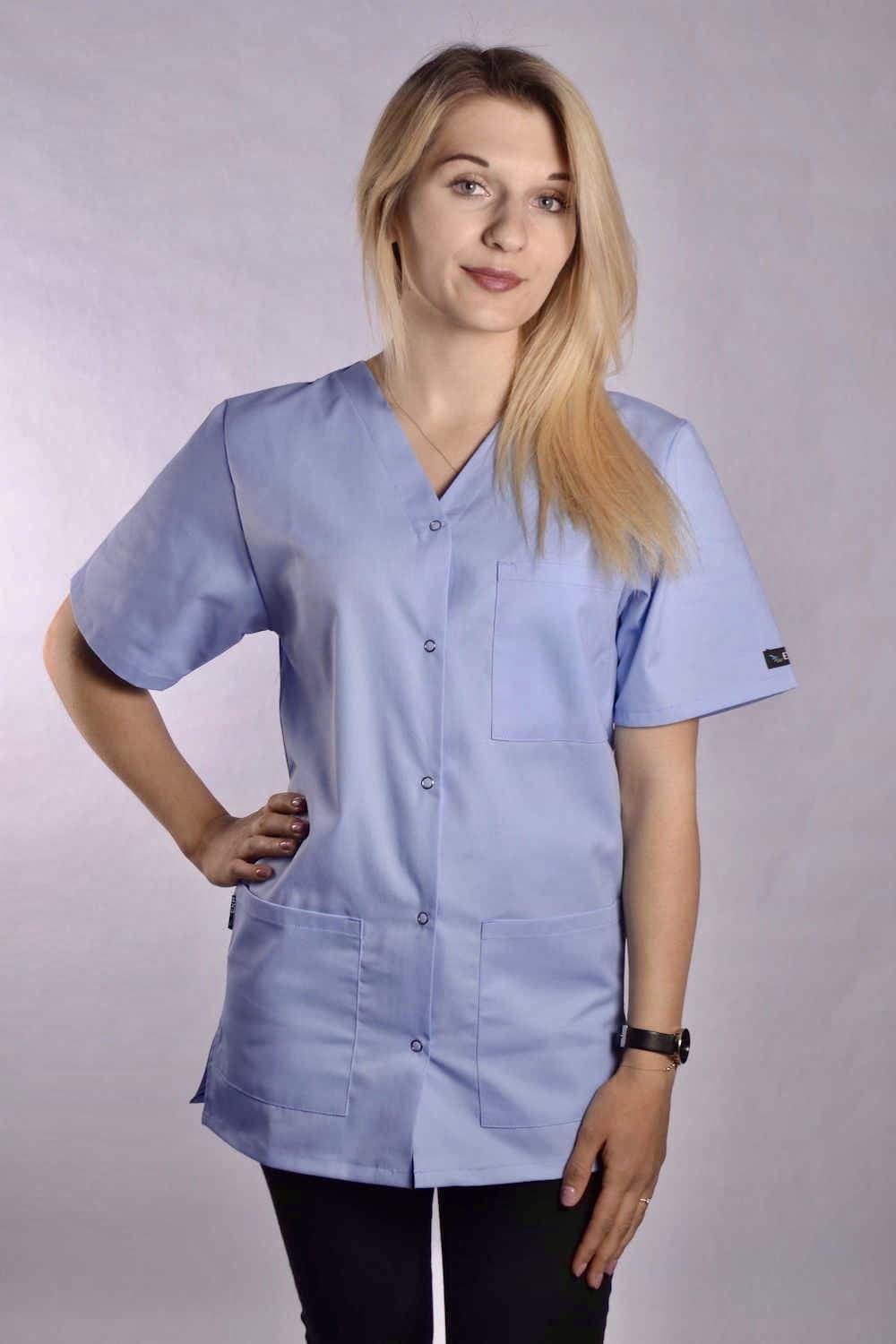 Medical Top Bianca With Snaps Light Blue - women's medical tops