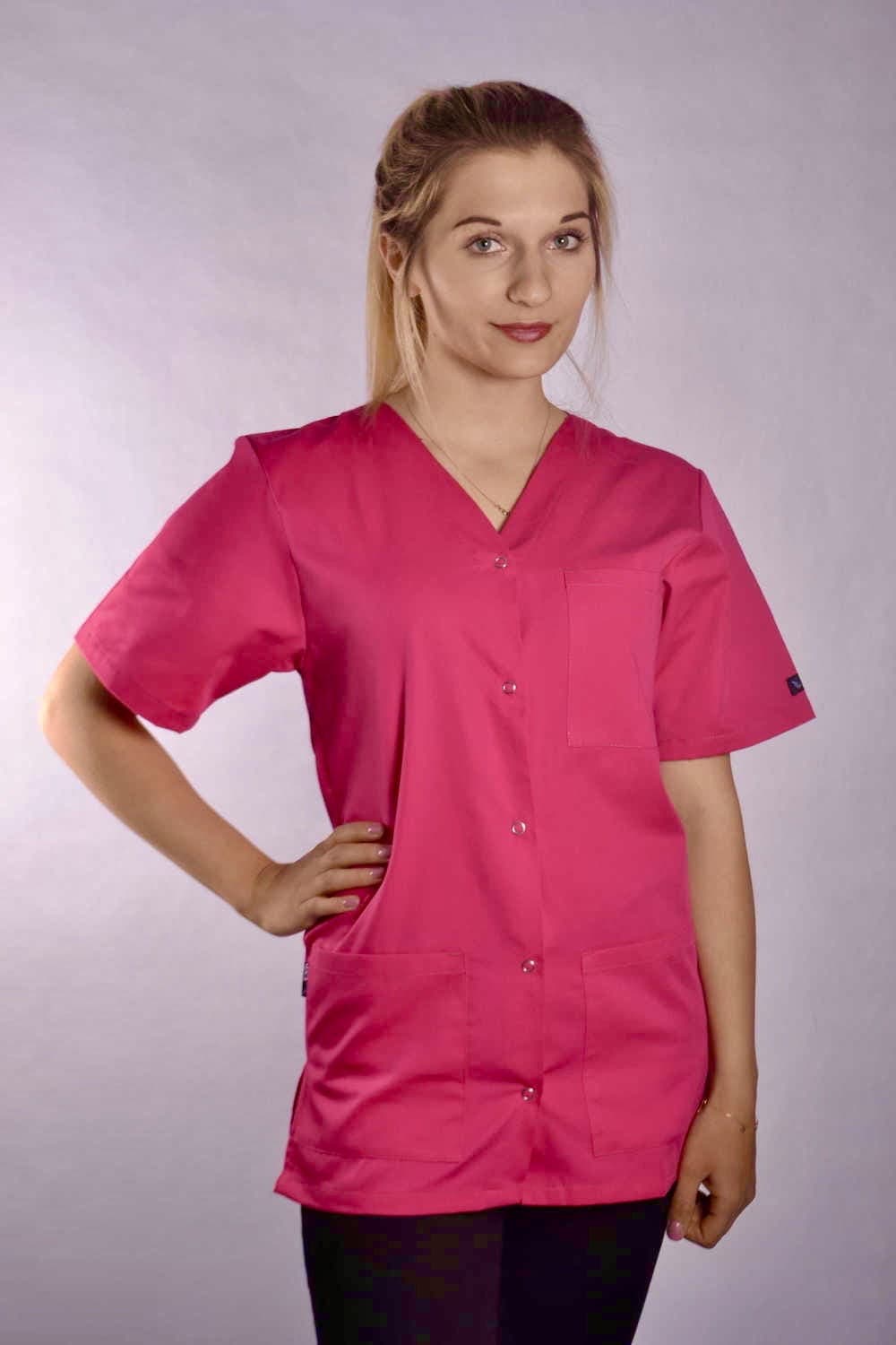 Medical Top Bianca With Snaps Pink - women's medical tops