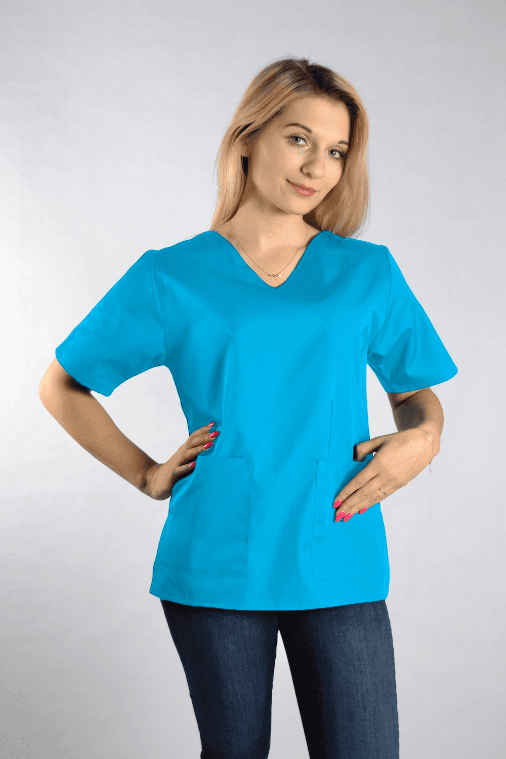 Medical Top Diana Short Sleeve with Piping Jade - women's medical tops