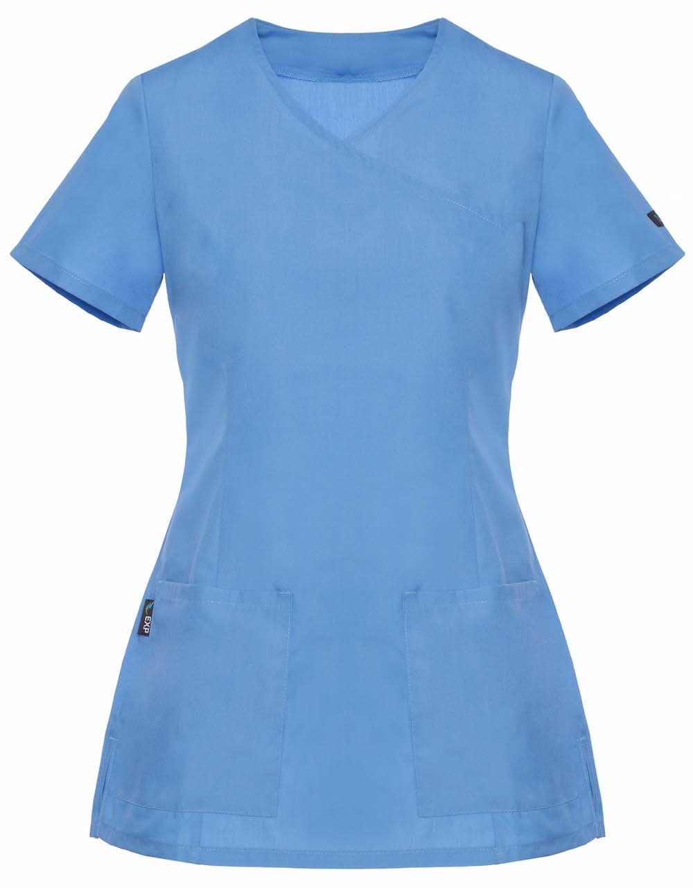 Medical Top Diana Short Sleeve with Piping Light Blue - women's medical tops