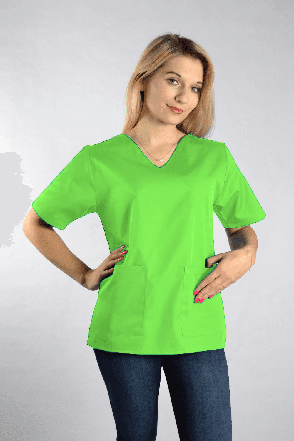 Medical Top Diana Short Sleeve with Piping Green - women's medical tops