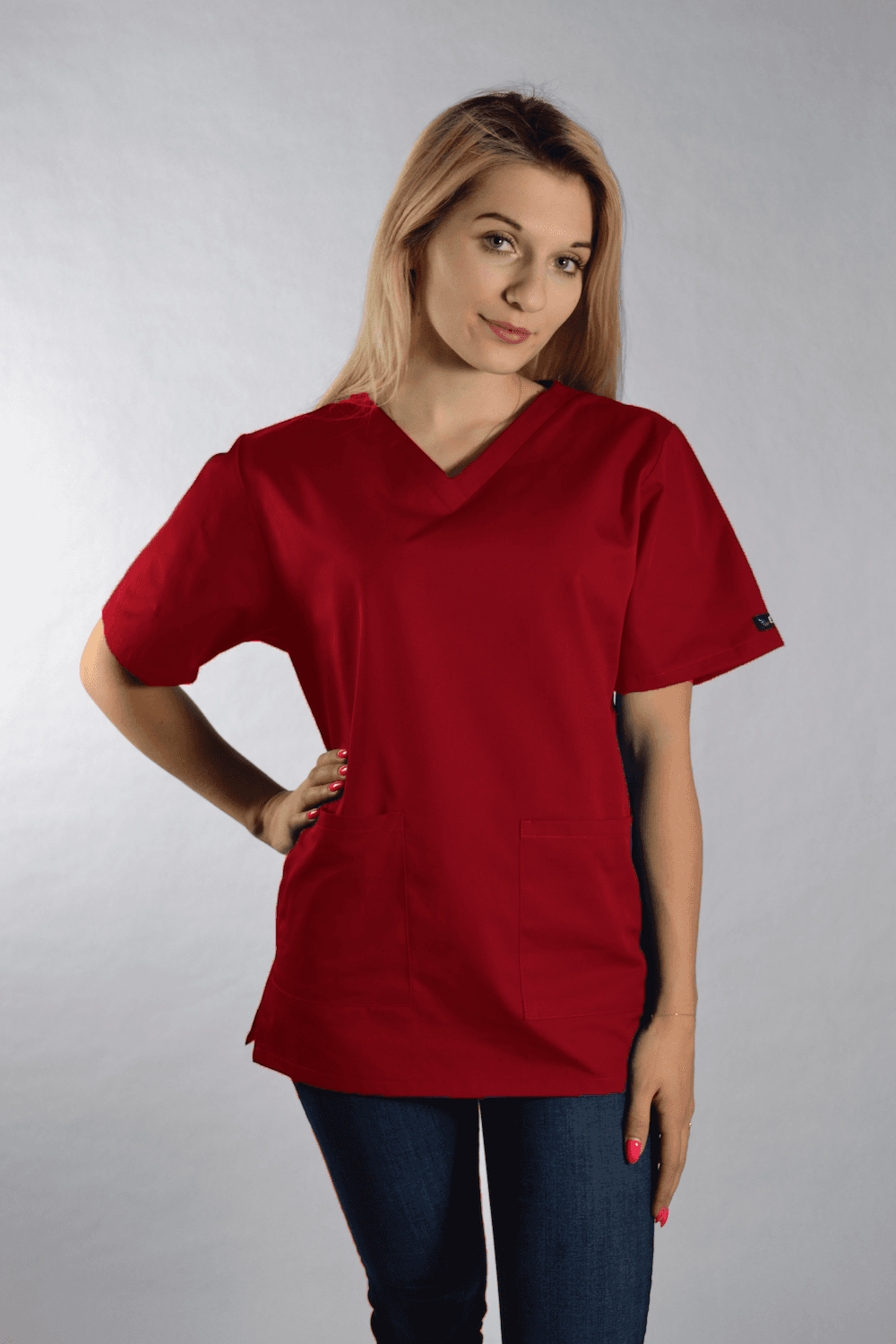 Medical Blouse Dori Short Sleeve Red - women's medical blouses