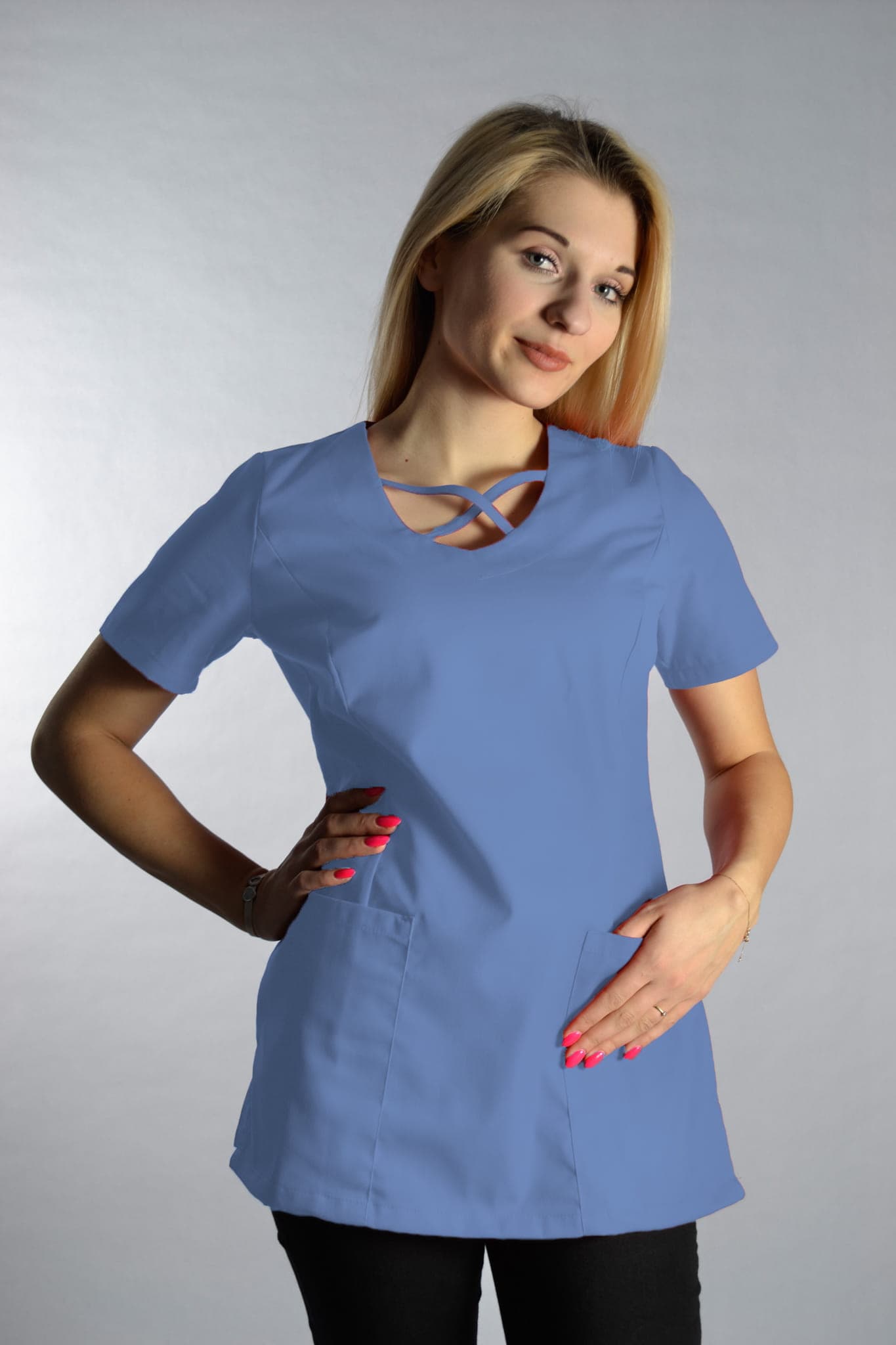 Medical Top Upper Two Pockets Light Blue - women's medical tops