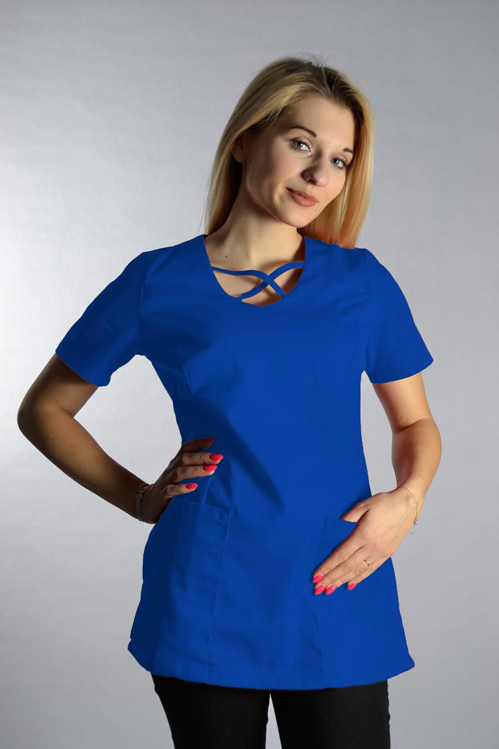 Medical Top Upper Two Pockets Blue - women's medical tops